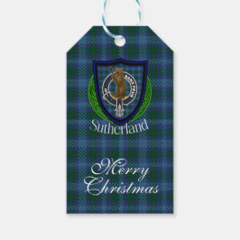 Etiqueta Para Presente Tartan e Brasão do Clã Escocês Sutherland