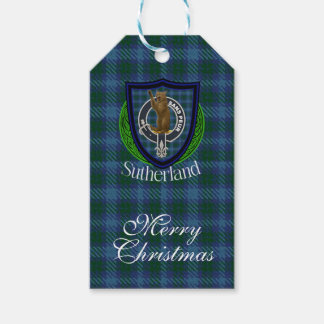 Etiqueta Para Presente Tartan e Brasão do Clã Escocês Sutherland
