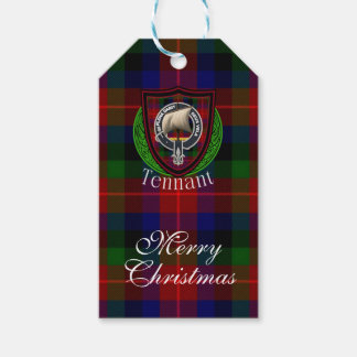 Etiqueta Para Presente Tartan e Brasão do Clã Escocês Tennant
