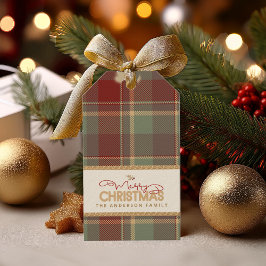 Etiqueta Para Presente Tartan Felry Christmas Dourado Frame ID1141A