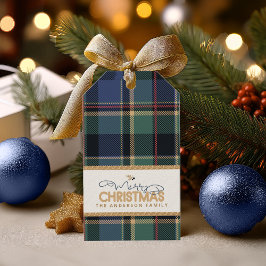 Etiqueta Para Presente Tartan Merry Christmas Blue ID1141B