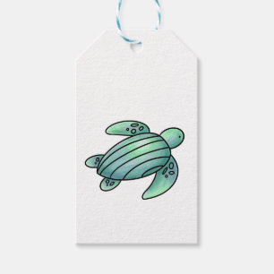 Etiqueta Para Presente tartaruga marinha pintada aquarela desenho animado