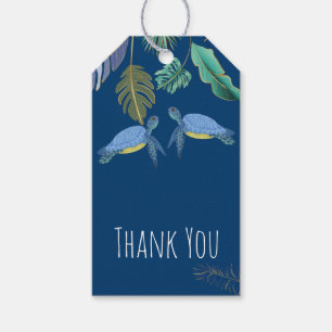 Etiqueta Para Presente Tartarugas do Mar Casadas Amarelo Azul