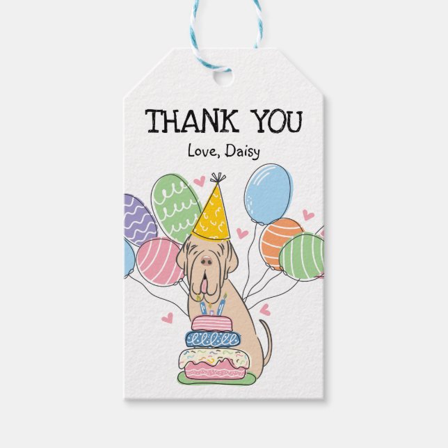 Etiqueta Para Presente Tawny Neapolitan Mastiff Aniversário Favorece Etiq (Frente)