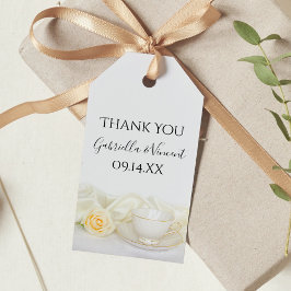 Etiqueta Para Presente Tea Cup e White Rose Flower Weding Tags