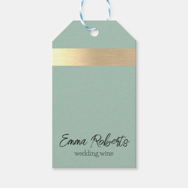 Etiqueta Para Presente Tea Green Gold Foil Rustic Faux (Frente)