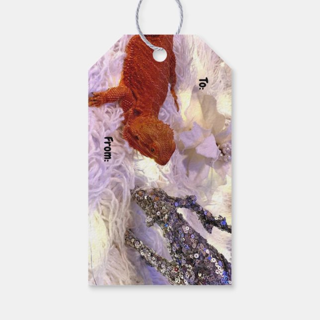 Etiqueta Para Presente Teak the Bearded Dragon and Deer Christmas (Verso)
