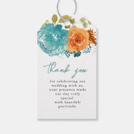 Etiqueta Para Presente Teal Burnt Orange Foral Fall Obrigado
