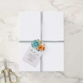 Etiqueta Para Presente Teal Burnt Orange Foral Fall Obrigado
