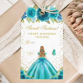 Etiqueta Para Presente Teal Floral Blonde Hair Princess Sweet