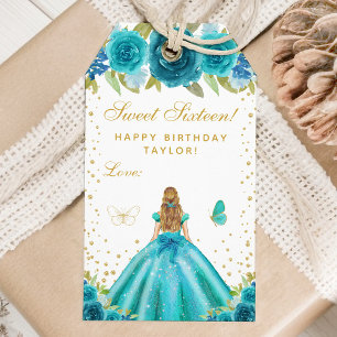 Etiqueta Para Presente Teal Floral Blonde Hair Princess Sweet