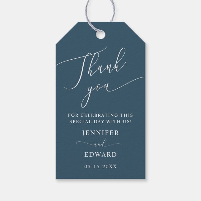 Etiqueta Para Presente Teal Minimal Weding Obrigado (Frente)