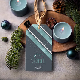 Etiqueta Para Presente Teal Stripe Natal ID862