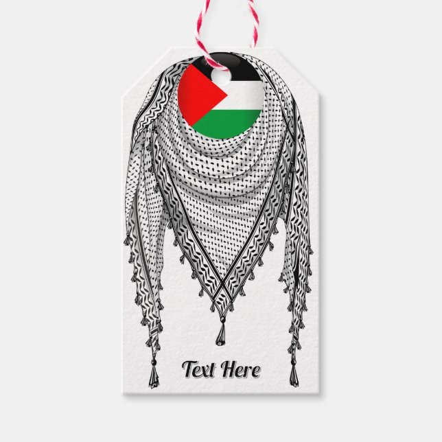 Etiqueta Para Presente Tecido Tradicional do Keffiyeh Scarf Palestino (Frente)