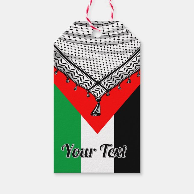 Etiqueta Para Presente Tecido Tradicional do Keffiyeh Scarf Palestino (Frente)