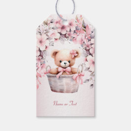 Etiqueta Para Presente Teddy Bear Baby Girl Flowant