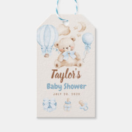 Etiqueta Para Presente Teddy Bear Boy Baby Shower Gift Tag, Air Ballons