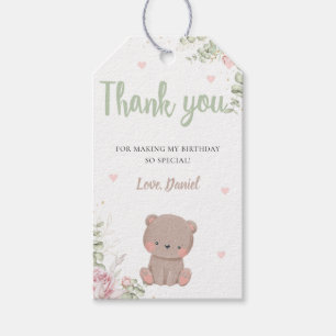 Etiqueta Para Presente Teddy Bear First Festa de aniversário Obrigado Eti