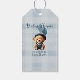 Etiqueta Para Presente Teddy Bear Jean Chá de fraldas Blue