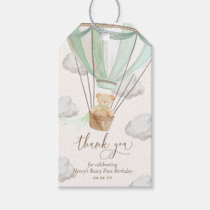 Etiqueta Para Presente Teddy Bear Obrigado Beary Mint Primeiro Aniversári