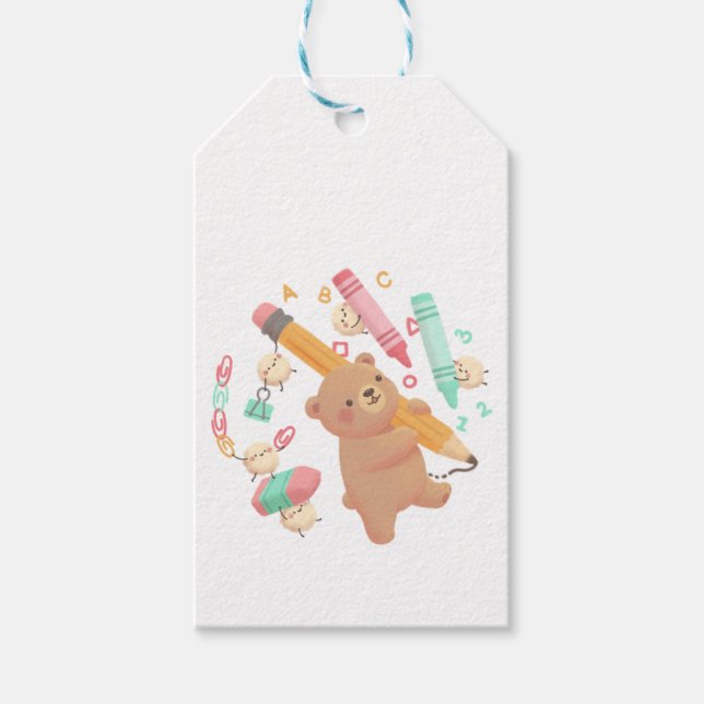 Etiqueta Para Presente Teddy's Back to School Illustration (Frente)