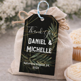 Etiqueta Para Presente Tema Botânico do Casamento Dourado Preto Arrancado