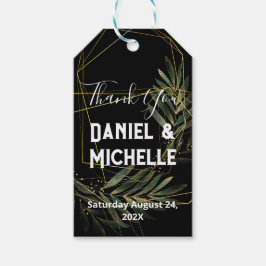 Etiqueta Para Presente Tema Botânico do Casamento Dourado Preto Arrancado