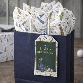 Etiqueta Para Presente Tema de Aposentadoria de Golfe Azul Verde em Aquar