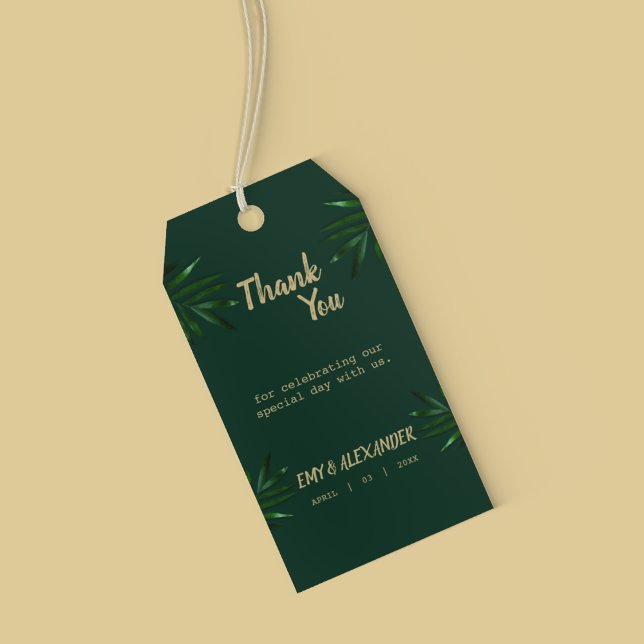 Etiqueta Para Presente Tema de Casamento do Ouro Verde Rico (Hang this tag on the return gifts to thank them)