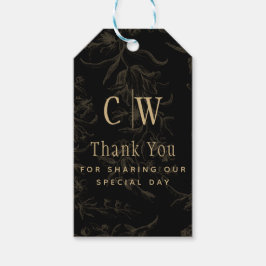 Etiqueta Para Presente Tema de Casamento Preto Vintage Dourado Damask
