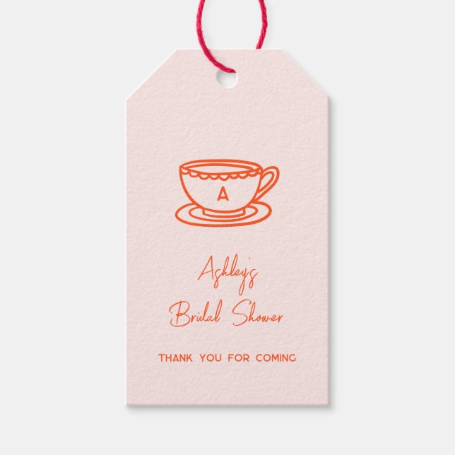 Etiqueta Para Presente Tema de Chá de Noiva com Desenhos Caprichosos (Frente)
