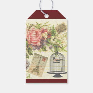 Etiqueta Para Presente Tema Francês Burgundy Vintage Paris Gift Tag