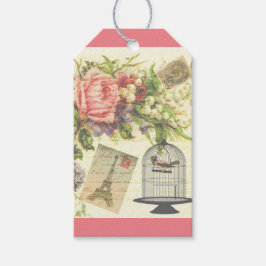 Etiqueta Para Presente Tema francês rosa Vintage Paris Gift Tag
