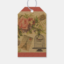 Etiqueta Para Presente Tema francês rosa Vintage Paris Gift Tag