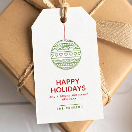 Etiqueta Para Presente Tema Minimalista de Bola de Natal Happy Seasons