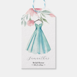 Etiqueta Para Presente Temas de Chá de Bebê de Noiva com Flores Rosa e Az