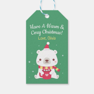 Etiqueta Para Presente Tenha um Acolhedor e Quente Natal Urso Polar