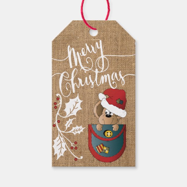 Etiqueta Para Presente Tenha um rato de Natal feliz (Frente)