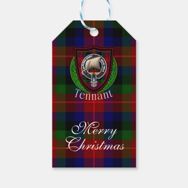 Etiqueta Para Presente Tennant Scottish Clan Tartan & Crest (Frente)