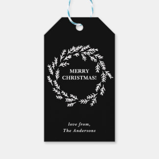 Etiqueta Para Presente Terra de Natal Preta e Branca Personalizada