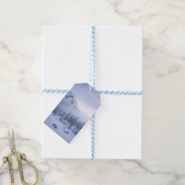 Etiqueta Para Presente Terra maravilhosa do inverno, nevoeiro, floresta d