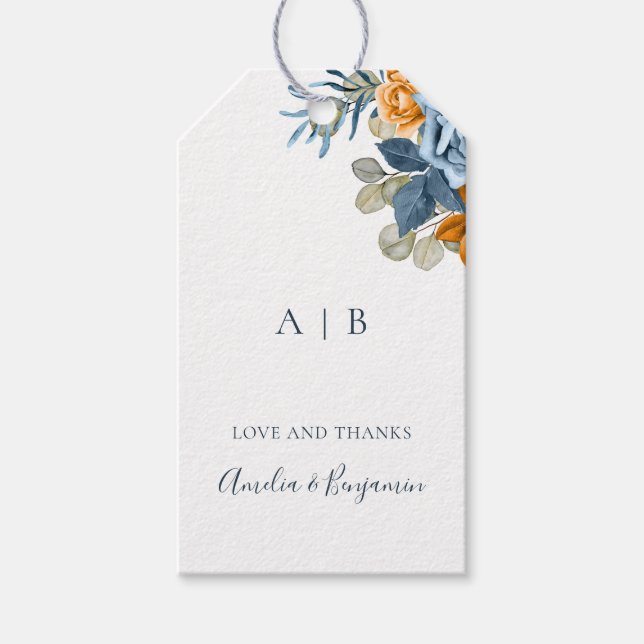 Etiqueta Para Presente Terracotta Azul Ferrugem Elegante Agradecimento Ca (Frente)