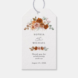 Etiqueta Para Presente Terracotta Burnt Orange Floral Wedding