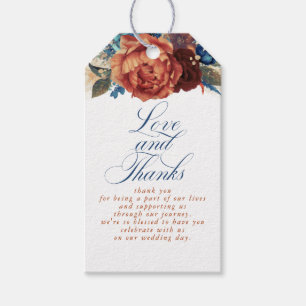 Etiqueta Para Presente Terracotta e Marinho Blue Love and Obrigados