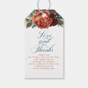 Etiqueta Para Presente Terracotta e Teal Blue Love e Obrigados com dicas