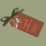 Etiqueta Para Presente Terracotta Elegante Greenery Obrigado Casamento<br><div class="desc">Esta design apresenta favores de casamento,  um obrigado que você favorece as etiquetas,  com roteiro de caligrafia,  um teracotta terra cotta,  um simples elegante,  modernista,  floral clássico,  folhagem verde,  outono,  uma etiqueta elegante rústica de favor</div>
