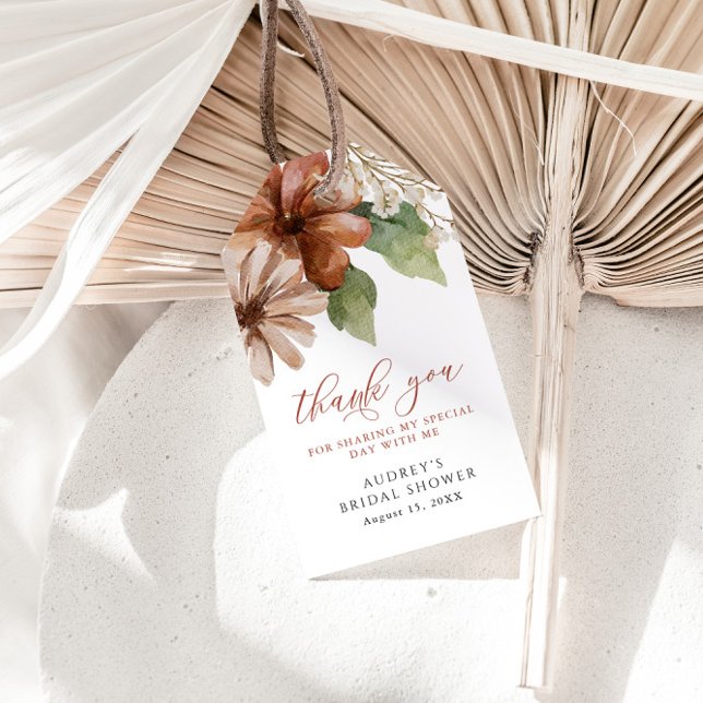 Etiqueta Para Presente Terracotta Flowers Personalizadas Obrigado (Criador carregado)