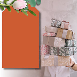 Etiqueta Para Presente Terracotta Laranja Cor Sólida Quente e Design Terr
