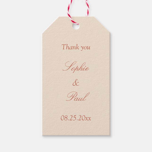 Etiqueta Para Presente Terracotta Script Wedding Favor Dags (Frente)