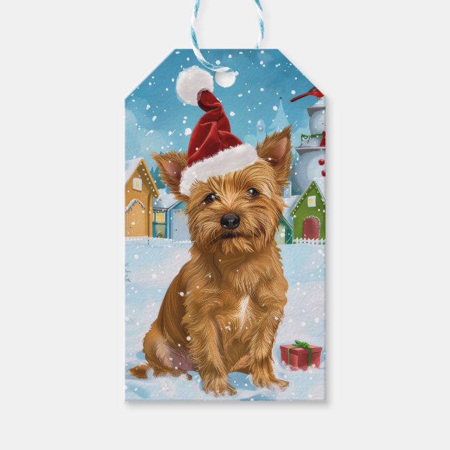 Etiqueta Para Presente Terrier Winter Wonderland Natal australiano (Frente)